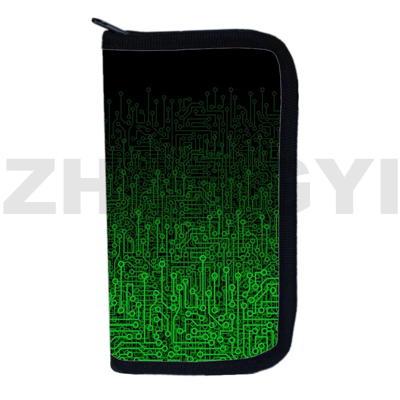 

Hot Cool 3D Circuit Chip Wallet Fashion Purses for Women Long Clutch Bag Canvas Multi-layer Card Holder Circuit Board Men Wallet