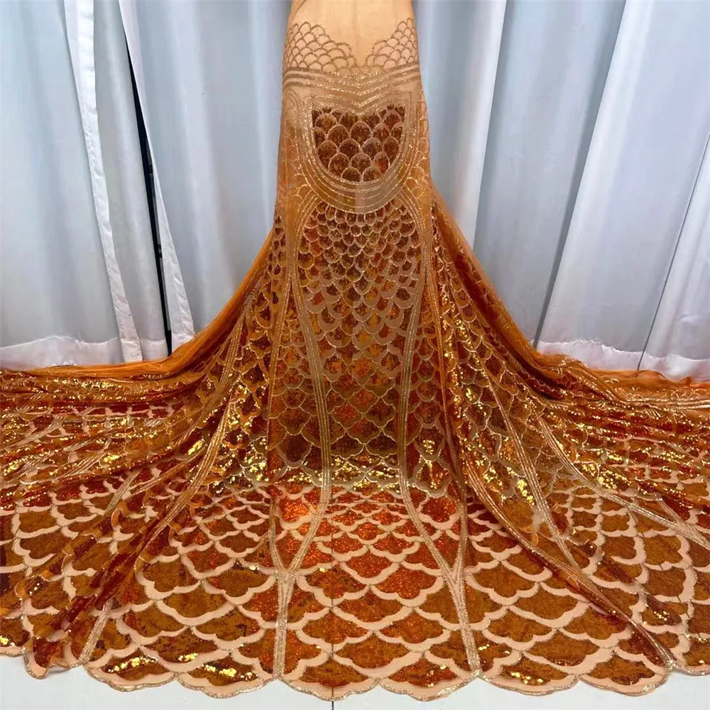

Latest Full Sequence Lace French Tulle Mesh Fbric Embroidery High Quality Nigerian Lace Fabrics 2021 Best Selling Dress F3229