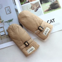 childrens fur integrated stuffy mittens fashionable wool lining inner autumn winter warm boutique gloves
