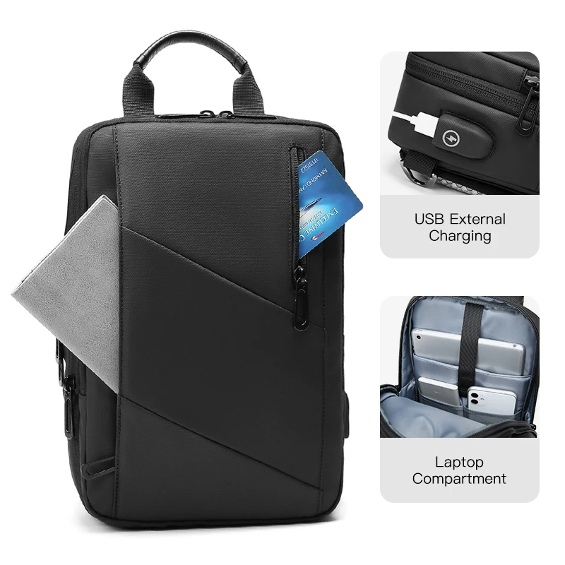 Сумка-мессенджер OZUKO мужская с USB-зарядкой многофункциональный растягивающийся