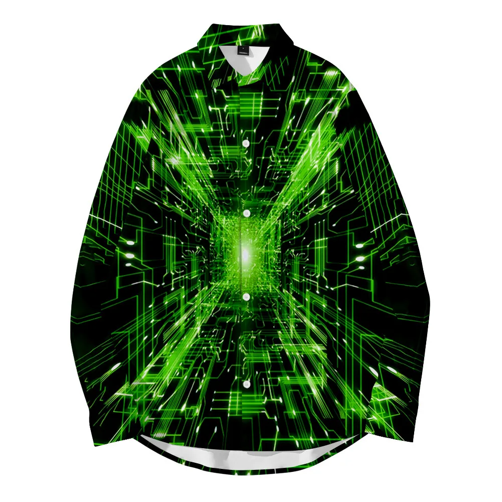 

Autumn men's cardigan long-sleeved shirt laser 3D printing casual loose casual all-match