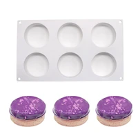 6 holes round column cake decorating tool silicone mold for baking flat cylinder mould dessert mousse pastry pan bakeware