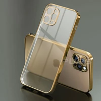 luxury plating square frame transparent case for iphone 12 11 pro max mini iphone se 2020 x xs xr 6 6s 7 8 plus soft clear cover