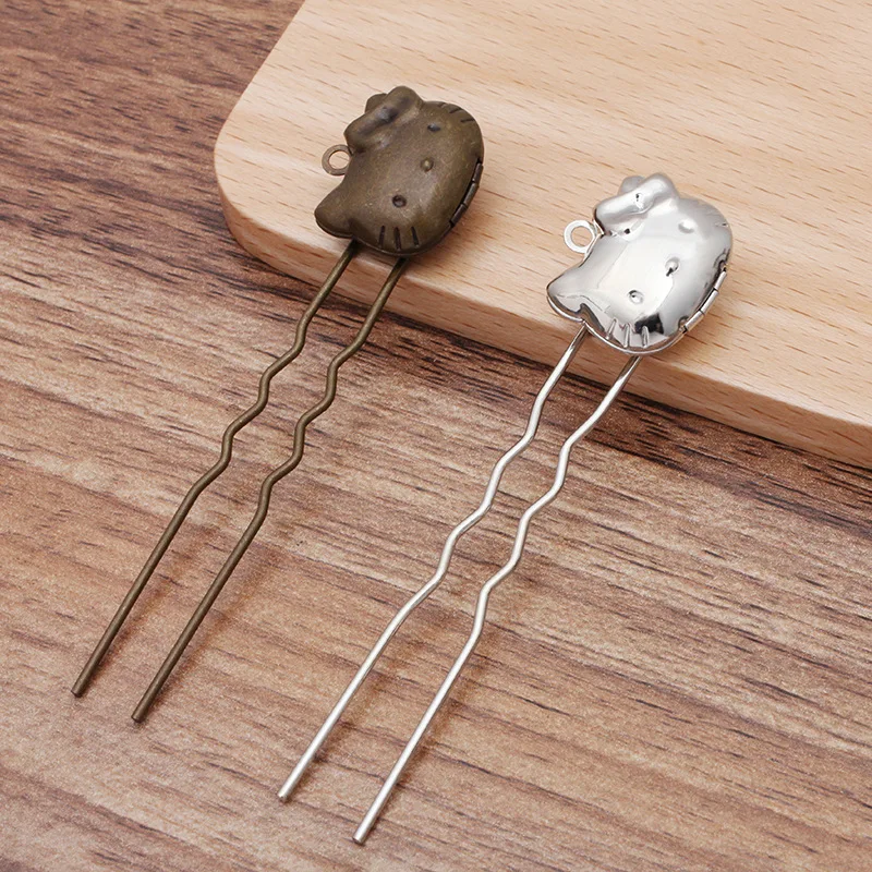 Пустая Милая Заколка медальон для волос KT свадебная основа свадебные заколки