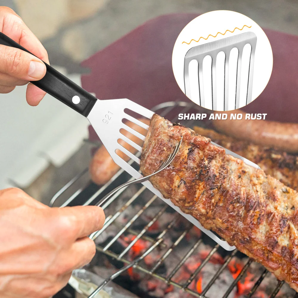 

Yardwe Premium Stainless Steel Turner Kitchen Multi-functional Frying Fish Spatula Slotted Steak Shovel for Home Outdoor BBQ