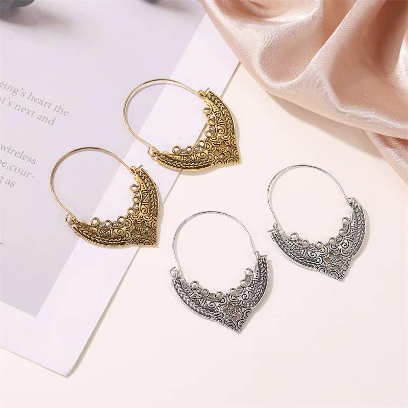 

National wind carved antique fashion earrings love pierced earrings female earrings wholesale court style retro patterns E3160