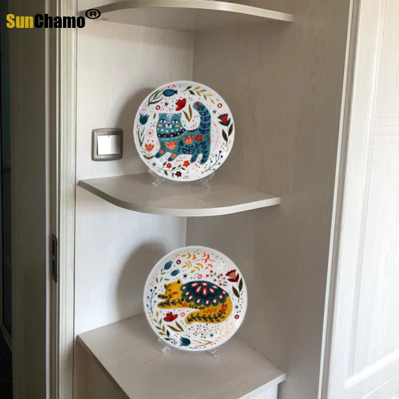 Керамические обеденные тарелки тарелка с японским мультяшным котом ручной