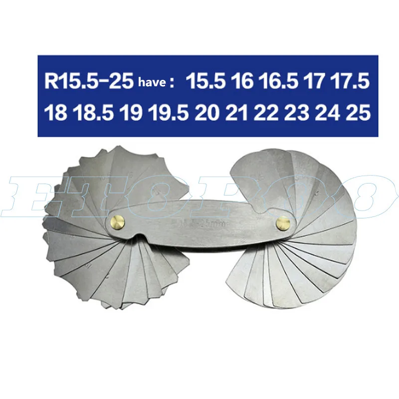 R15.5-25 4 предмета в комплекте с малым радиусом манометры R0.3-1.5 R1-7 R7.5-15 R15.5-25 R1-6.5/R7-14.5/R15-25/R26-80 Нержавеющая сталь выпуклые зеркала безопасности arc измерительный инструмент - Цвет: R15.5-25