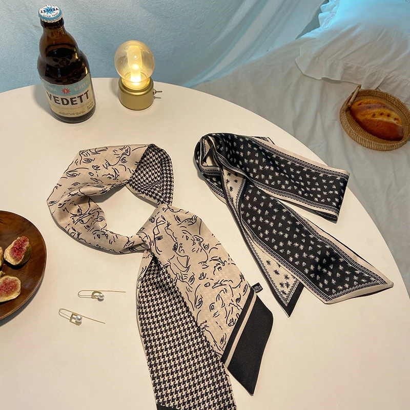 

Brand Louis Series Silk Scarf Multi-pattern Ladies Headband Strap Bag Accessories Suitcase Streamer Small Bow Tie WJ20005