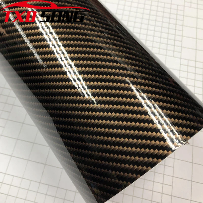 

50cm*1/2/3/4/5/6m 2D Glossy High Gloss Black Gold Vinyl Film Car Roof Sticker Sheets Wrap Decal Interior Accessories Car Sticker