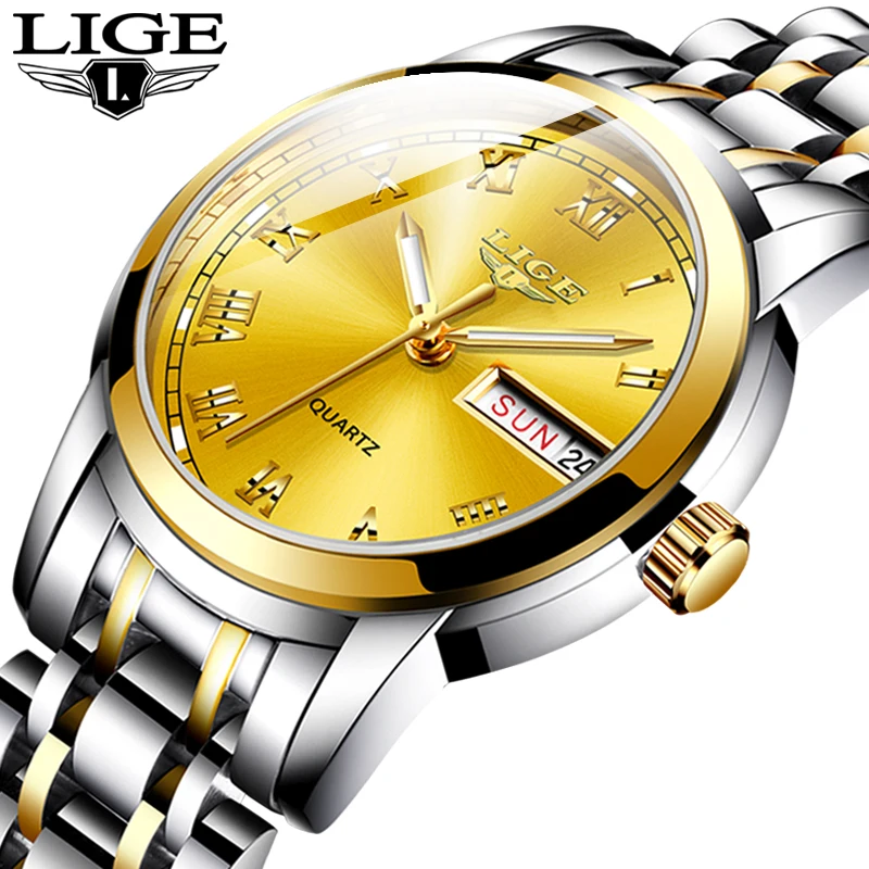LIGE женские часы простые из нержавеющей стали повседневные модные спортивные