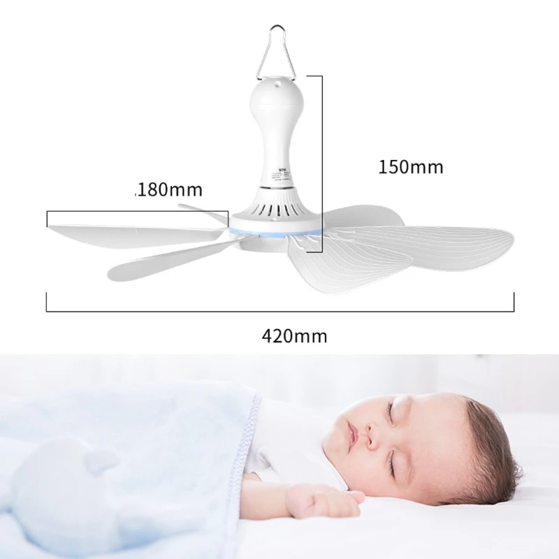 

6 Leaves Canopy 5V USB Ceiling Fan Timing 4 Speed Outdoor Camp Tent Hanging Fan