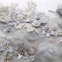 13025cm 3d flower embroidery lace flower appliques pearl beaded patches tattoo wedding dresses clothing handmade beaded parches