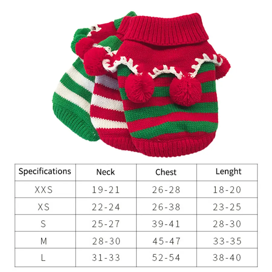 Свитер для собаки костюм в полоску с рождественской тематикой: милый шерстяной