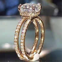 diwenfu 18k gold double decker diamond crown rings topaz rincess anillos bague rings diamante bizuteria for women anel ring box