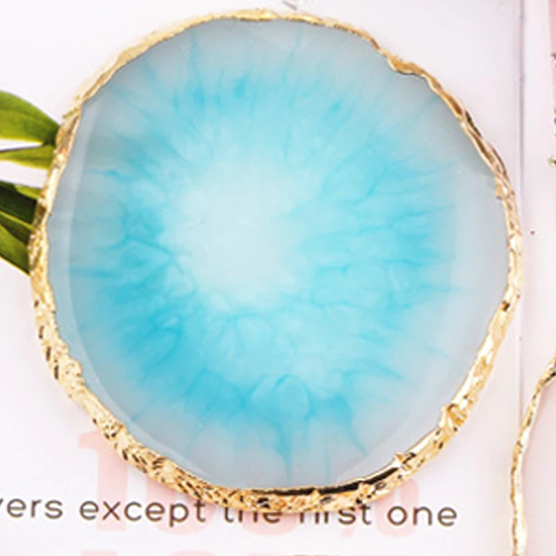 

1 шт. эллиптическая форма Φ Золотой обод Агат натуральная смола 9,5*8 см цветовая палитра многофункциональный фото реквизит