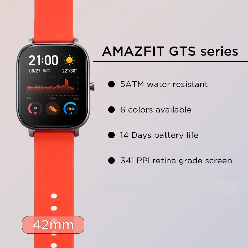 Глобальная версия русском языком смарт часы Amazfit GTS 14 дней работы от батареи gps 12