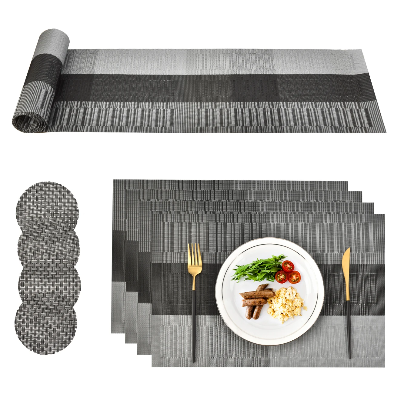 

4Pcs Placemats Washable Table Runner Tear Resistant Heat Resistant Placemat for Kitchen Restaurant