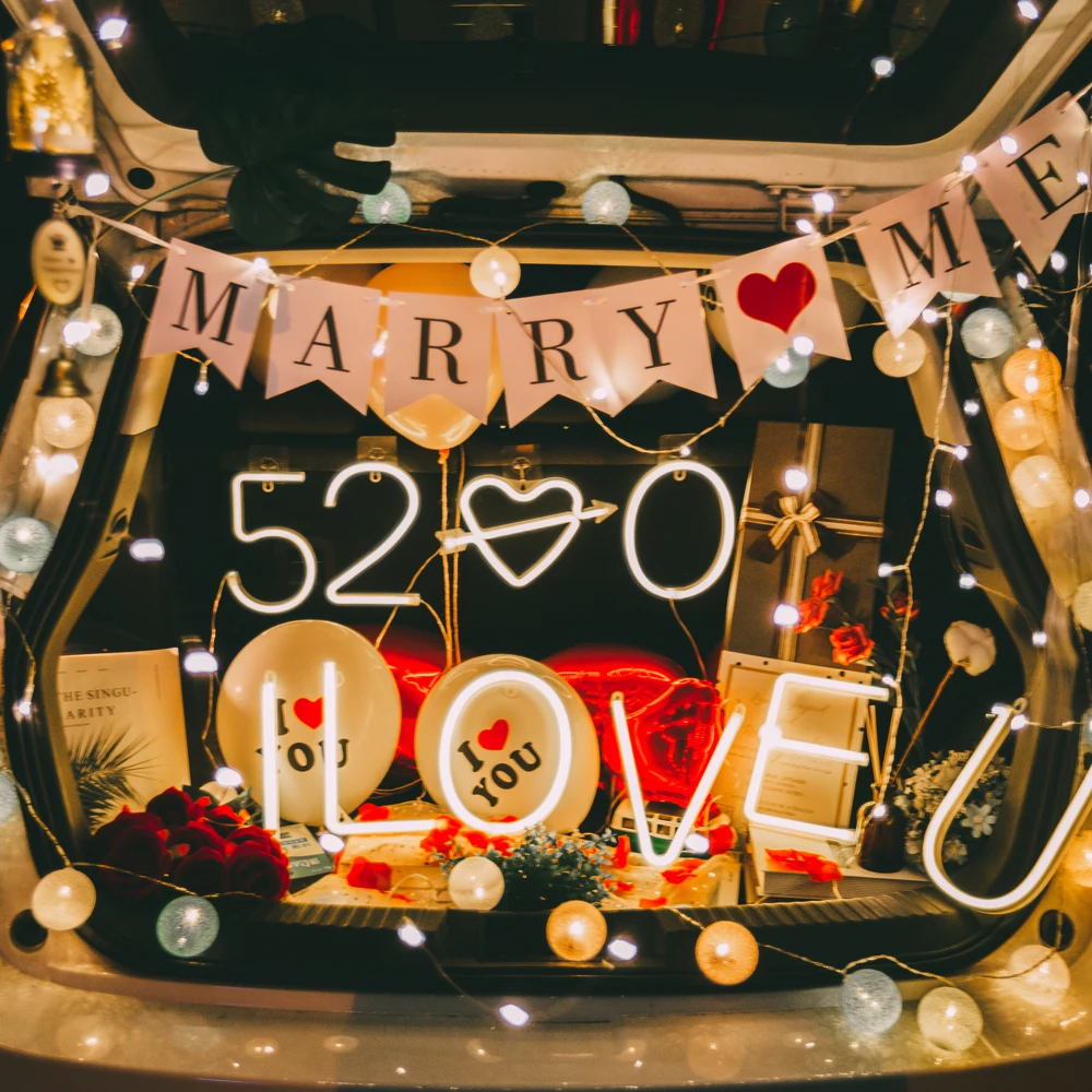 DIY буквы символ знак сердце освещение пластик Винтаж светодиодный свет на День