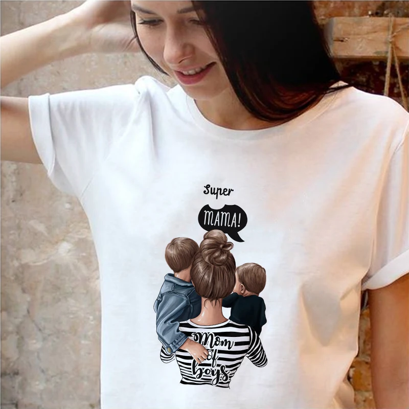 

Женские летние футболки с мультяшным принтом «супер мама жизни» 2021, женские футболки с принтом, топ, женская футболка с графическим принтом,...