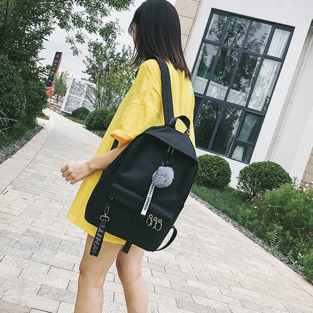 Дорожная сумка Модный женский холщовый рюкзак для подростков милая лента волос