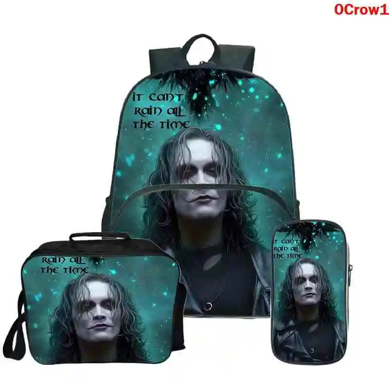 

Рюкзак The Crow Рик Draven, сумка для колледжа, сумка для книг, Mochila 3 шт./компл., рюкзак для девочек-подростков, 3D сумки, школьный рюкзак, чехол-каранд...