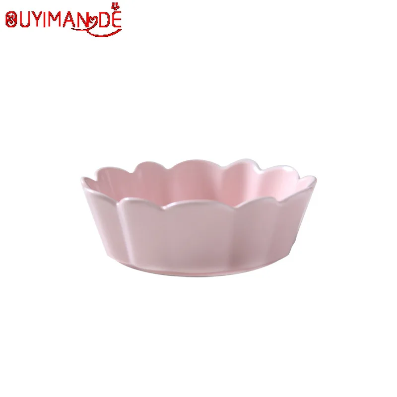 

Beautiful North European Glaze Lace Salad Bowl Food Ceramic Tableware Dish Dish Snack Dessert Bowl Creative