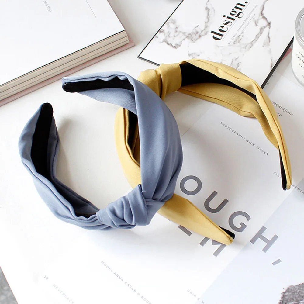 Ободок для волос Однотонный женский мягкая однотонная лента с узлом ручной