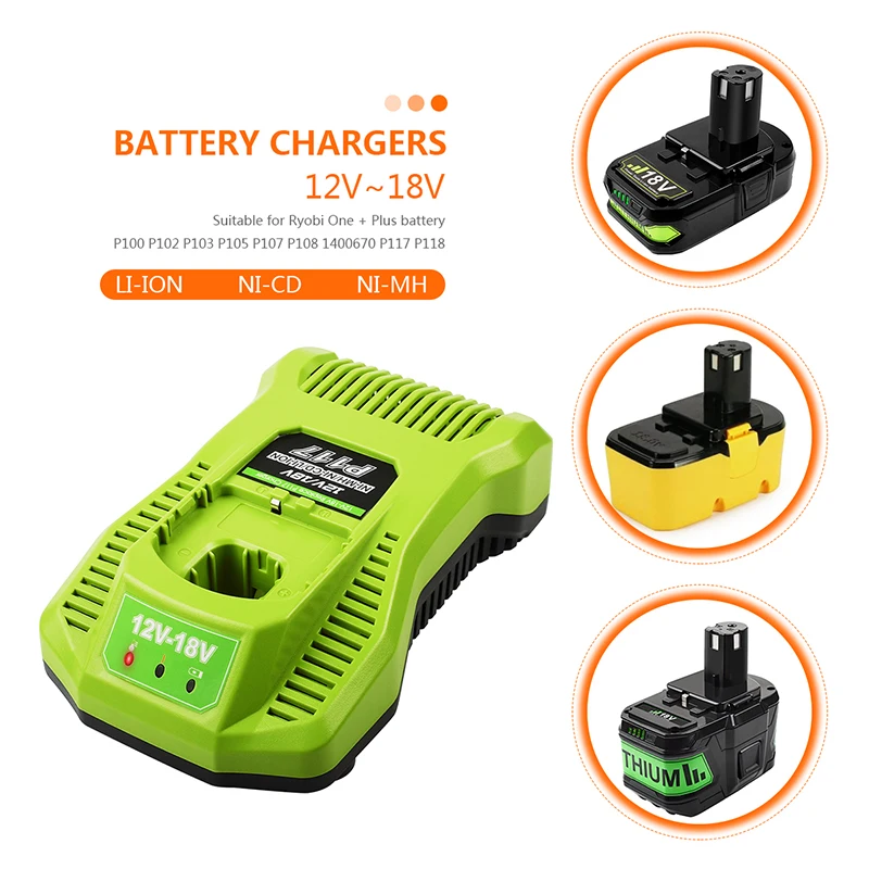 Зарядное устройство Powtree для перезаряжаемых батарей Li-Ion Ni-CD Ni-MH MAX Ryobi Battery P100 P102 P103