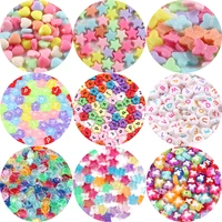 100pcslot mixed acrylic beads heart stars loose spacer beads for needlework jewelry making handmade diy bracelet accessories