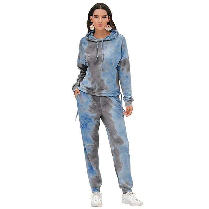 Женский спортивный костюм с длинным рукавом и принтом Tie Dye комплект из двух