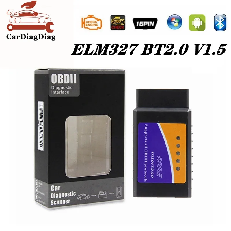 

Latest ELM327 BT2.0 V1.5 Code Reader ELM 327 V1.5 Bluetooth 2.0 Scanner Support Android 16Pin Car OBD Interface Diagnostic Tools
