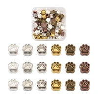 60pcsbox paw print tibetan style alloy european beads large hole cadmium lead free hole 5mm beads for bracelets jewelry making