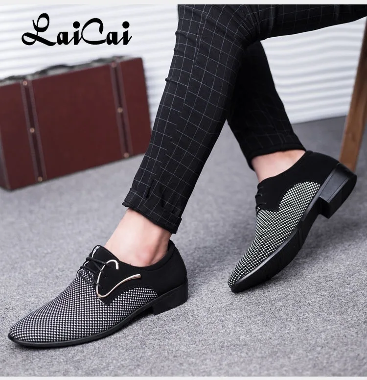 

New Casual Shoes Men's Business Formal Wear Leather Shoes Wedding Shoes Trend Frosted Lace up All match Male Shoes Large Size