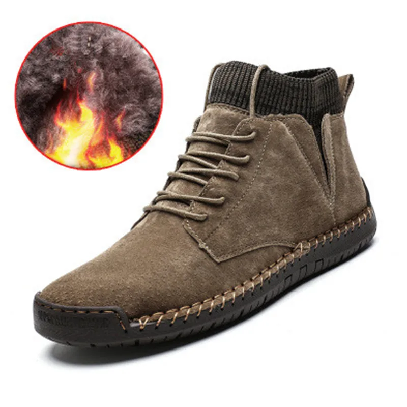 

2019 Brand Winter Men's Snow Boots Men Ankle Boots Quality Leather Shoes Warm Winter Shoes Fur Men's boots Shoes Size38-48