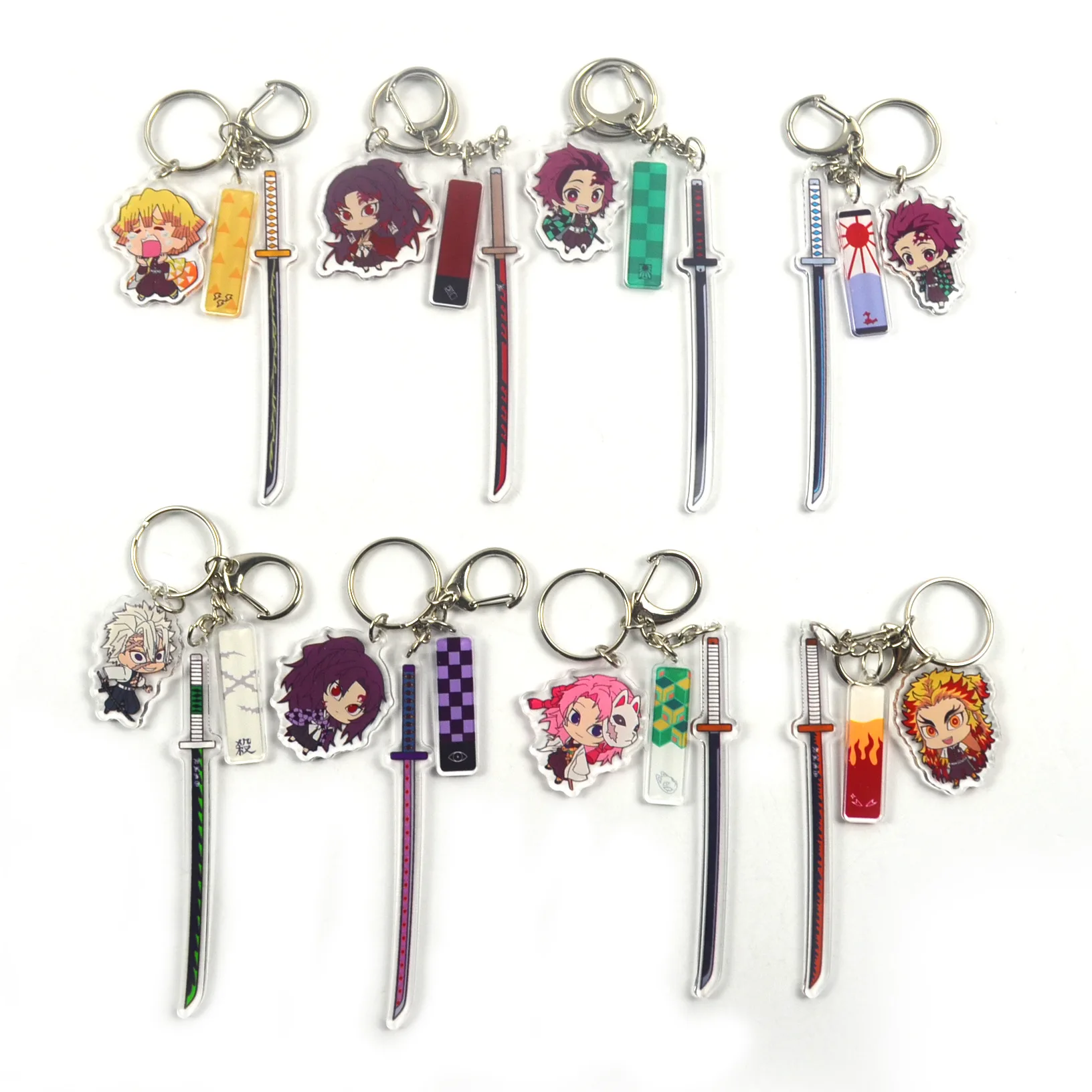 Cartoon Anime Demon Slayer Blade Cosplay Prop Accessory Keychain Kamado Tanjirou Nezuko Acrylic Key Chain Sword Keyring | Игрушки и