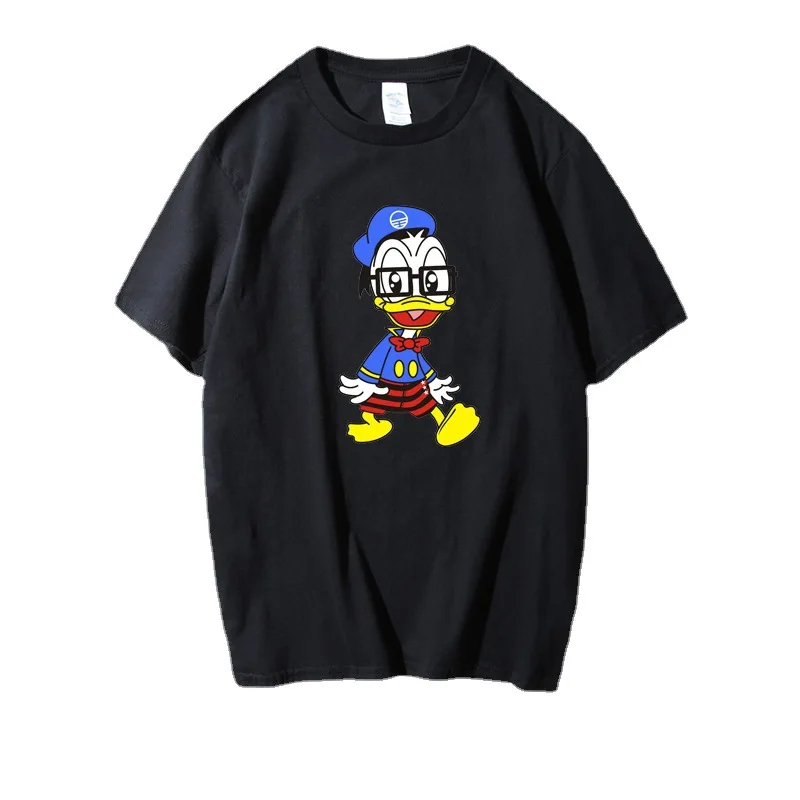 

Disney 2021 Donald Duck T-shirt short sleeve round neck Harajuku leisure loose couple white T-shirt trend miraculous ladybug