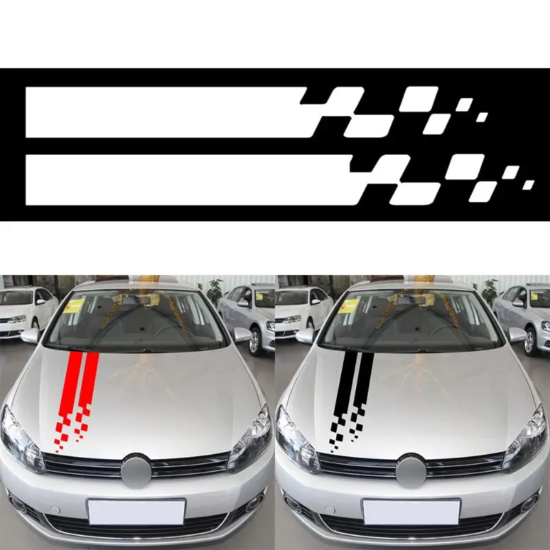 

2Pcs Universal Vinyl Decals Car Hood Stripes Sticker DIY Decor Auto Accessoires W91F