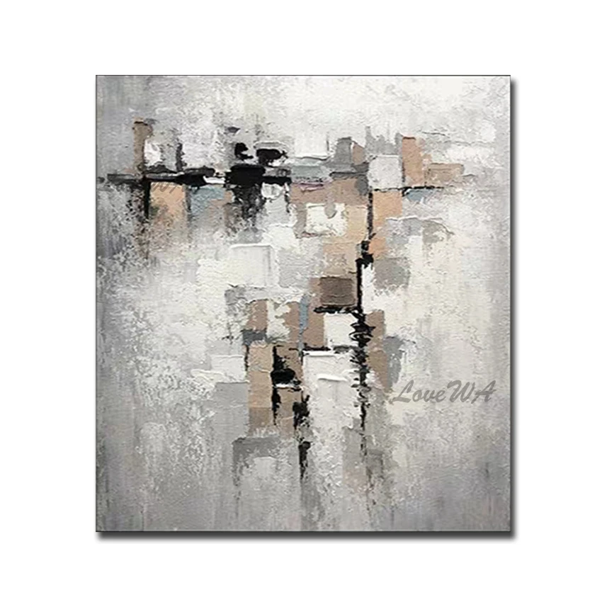 

100% Hand-painted Abstract Black And White Oil Painting New Arrival Acrylic Canvas Wall Art Large Size Artwork For Living Room