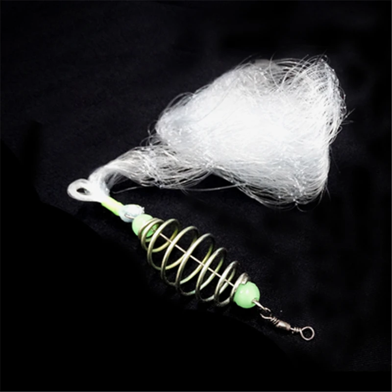 

2pcs Fishing Net Explosion Fish Hook Design Copper Spring Trap Luminous Bead Shoal Fishing Net Stainless Steel Rigs Swivel Tools