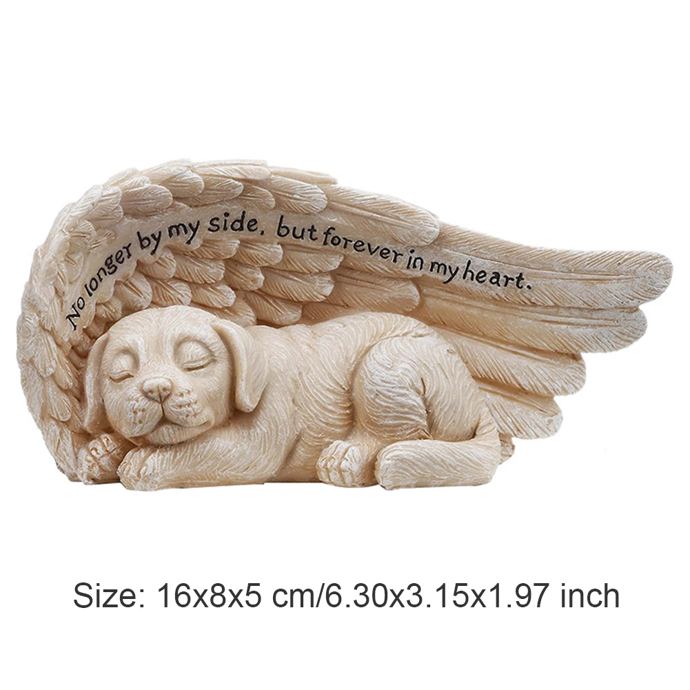 

Angel Pets Statue Pet Memorial Grave Marker Tribute Sleeping Dog Statue In Angel Wings Resin Sculpture Ornament For Garden