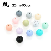lofca 50pcs 22mm round silicone beads for baby silicone teething necklace teether bpa free food grade silicone pacifier chain