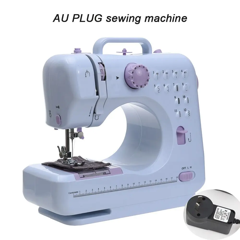AU PLUG Fanghua мини 12 стежков Швейные машины бытовые многофункциональные Двойная резьба и скорость свободная рука крафтинг машина для починки светодиодный - Цвет: AU PLUG