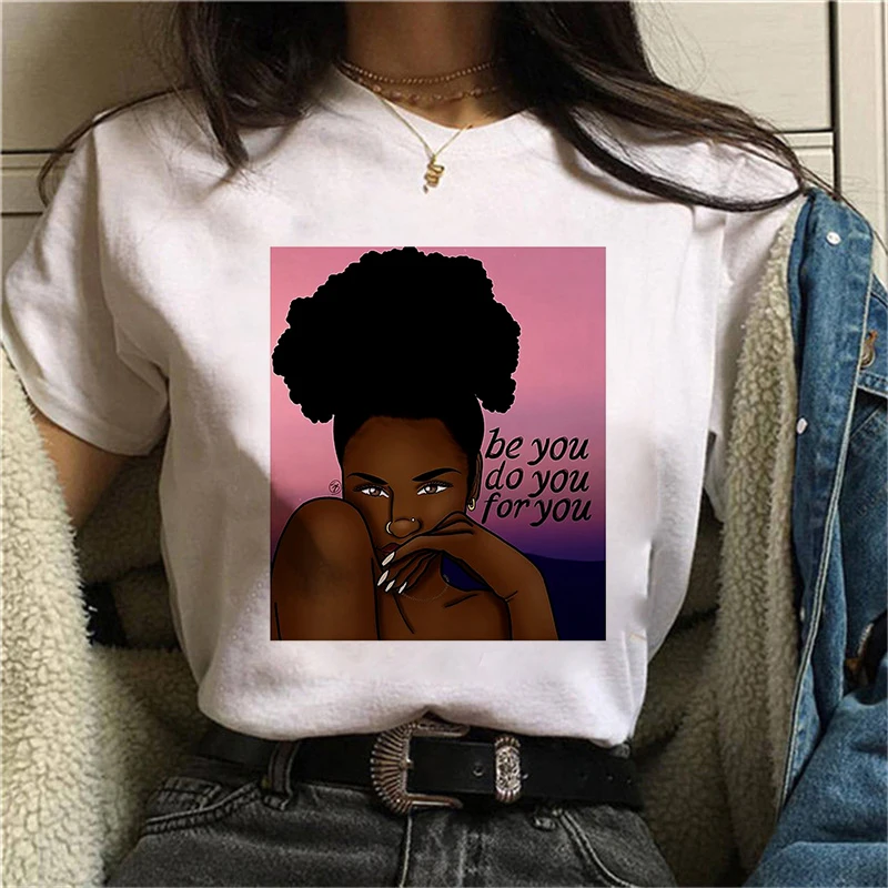 

Beautiful Black Girl Printed t-shirt Women African Black Girl Female T-shirt Gothic Female solid shirt Tee Tops Casual T-shirt