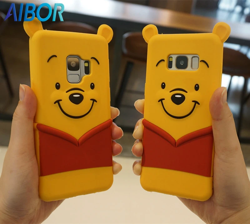 3D чехлы с изображением медведя Винни для samsung Galaxy S8 S9 S10 Plus Note 9 NOTE 8 S7 EDGE милый