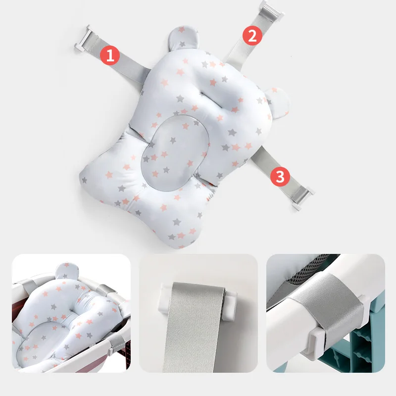 

Baby Bath Cushion Portable Newborn Bath Anti-Slip Cushion Seat Infant Floating Bather Bathtub Pad Shower Support Mat Security