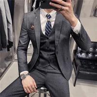 6xl 7xl jacketsvestpants male korean blazers slim check british business suit men three piece wedding bridegroom man dress