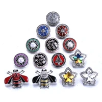 10pcslot wholesale snap jewelry 18mm snap buttons mixed rhinestone metal flower snaps buttons for snap bracelet bangle
