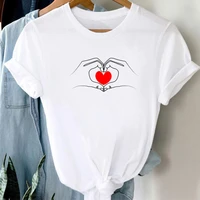 red heart in the hands printed t shirt fashion women t shirt short sleeve o neck tee tops female ladies cute graphic t shirts