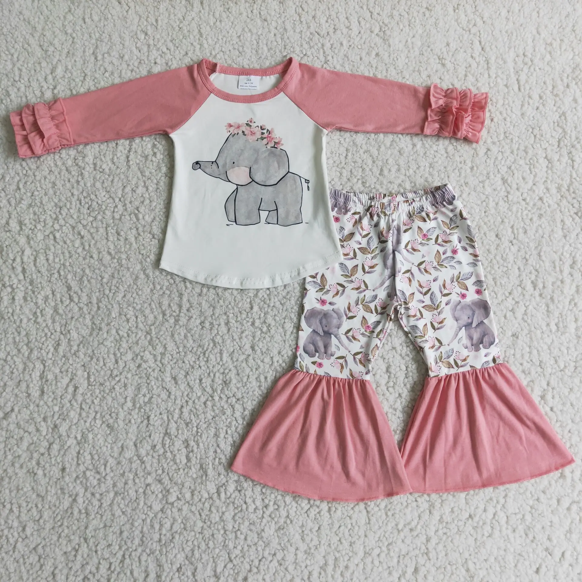 Одежда для маленьких девочек розовый комплект из двух предметов с длинными